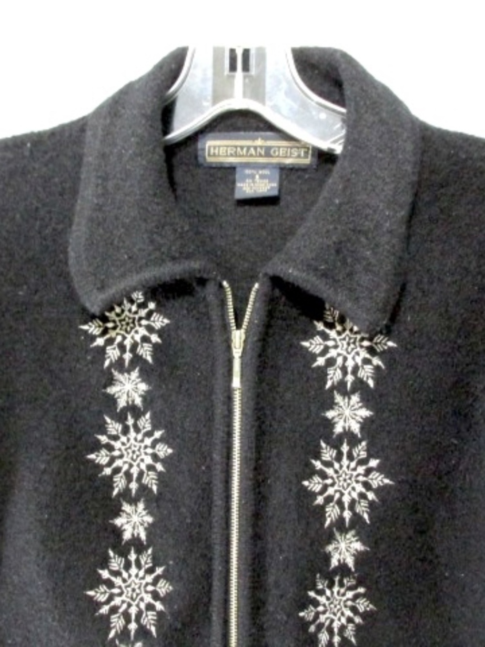 VTG Black Embroidered Wool Sweater Jacket, Size S